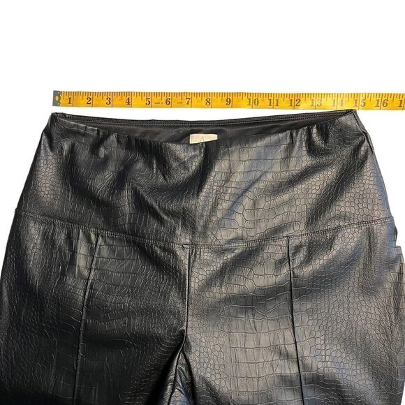 NEW Joie Vegan Faux Leather Crocodile Style Tummy Control Black Pants Large - Picture 5 of 11